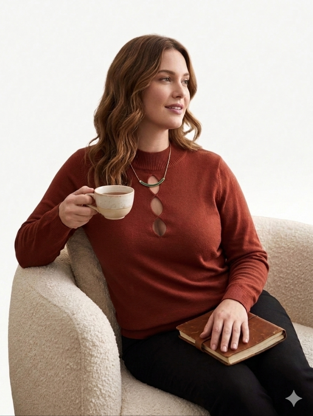 Torrid Plus Size Pullover Mock Neck Keyhole Detail Knit Sweater